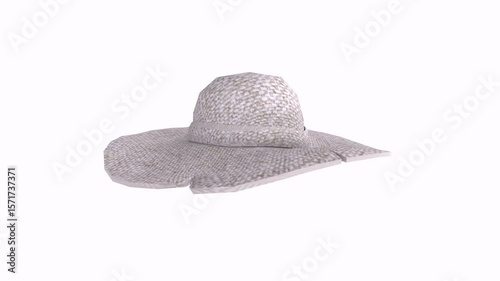Wide brim sun hat isolated on white