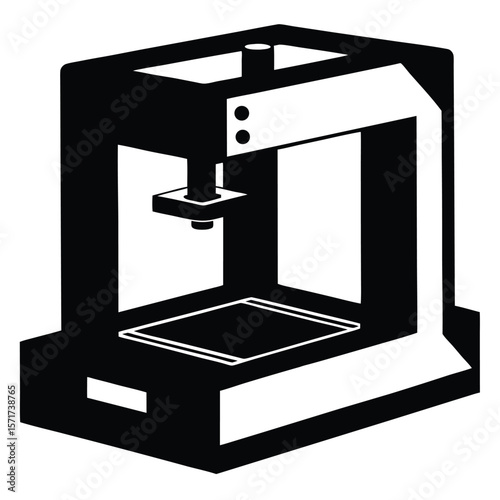 Stylized 3D Printer Illustration Industrial Revolution Era Manufacturing Technology Advancements