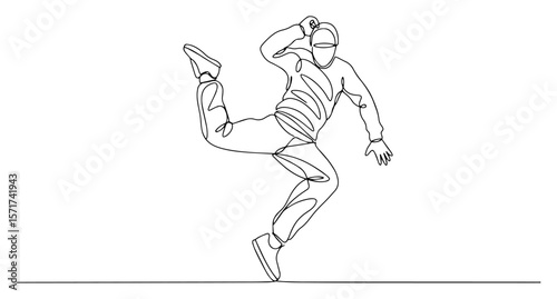 hip hop dancer in dynamic pose vector illustration in one line style