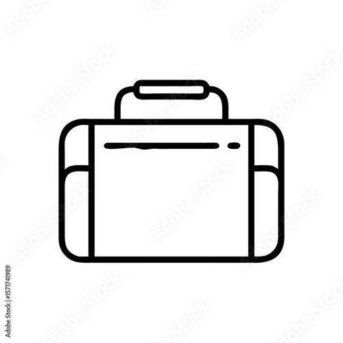 Black and white travel bag icon with handle. Ideal for packing lists, airline apps, luggage services, or tourism platforms in need of a minimalist bag symbol.