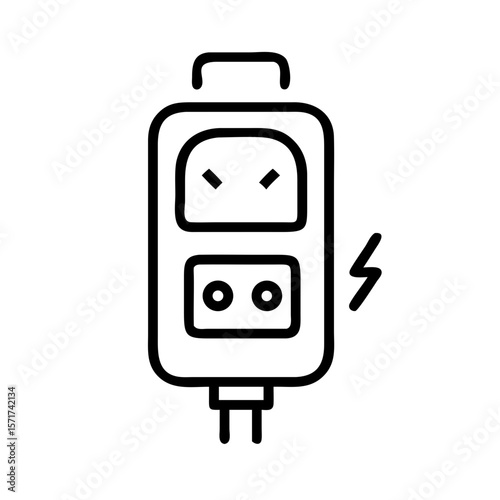 Vector illustration of an electrical outlet in a minimalist style with copy space