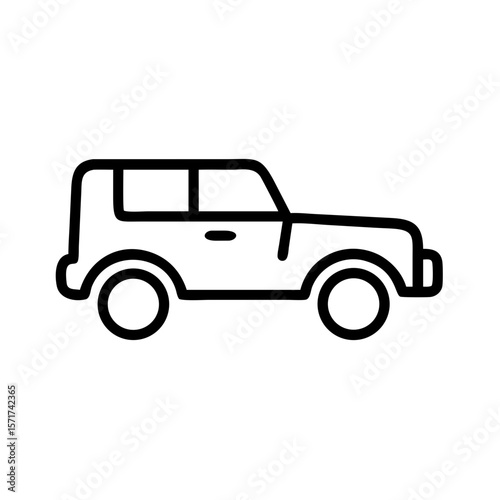 Vector illustration of a side view of a car in a minimalist style with copy space