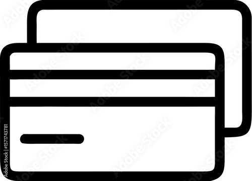 A single isolated black stroke line icon of a credit or debit card, representing payment method, clean outlined vector icon, white background.