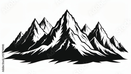 Jagged Peaks Mountain Range Silhouette mountains black