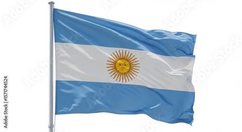Close-up of the Argentina National Flag on White Background