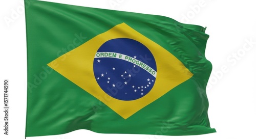 Brazil National Flag Isolated on White Background