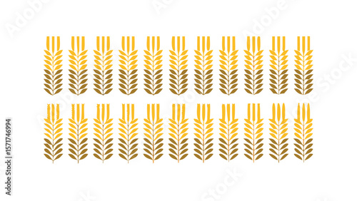 Golden wheat stalks pattern background, agricultural harvest season illustration