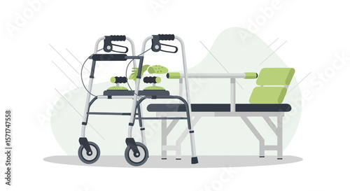 Aid Equipment And Rehabilitation Tools Illustration For Seniors And Clinic