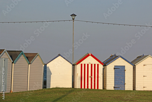 Row of Traditional English Beach huts	