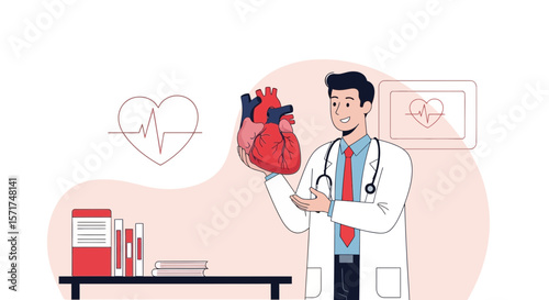 Doctor Explaining About Human Heart Condition And Cardiovascular System Health
