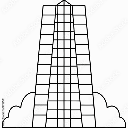 Skyscraper icon in black and white outline