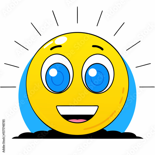 Smiling emoji icon with blue background