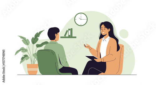 Professional Guidance Session Featuring a Therapist with Her Patient at Office