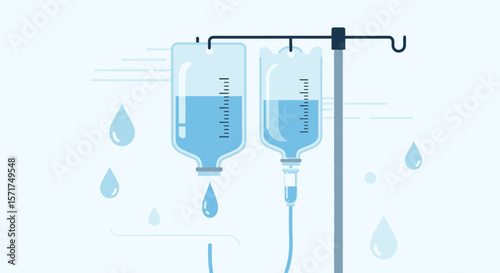Intravenous Drip Illustration Showing Medical Treatment For Patient With Fluid Infusion