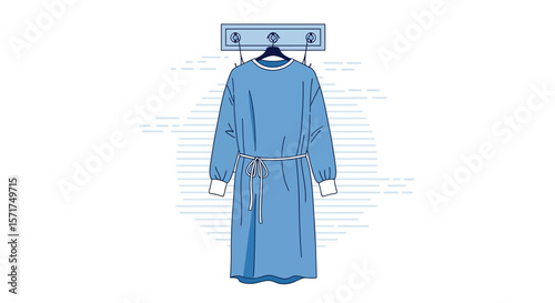 Isolated Medical Gown Hanging Ready For Use In Hospital Environment Illustration