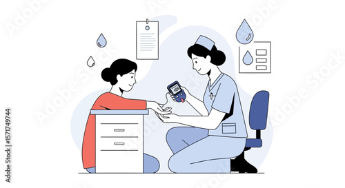 Doctor Measuring Patient's Blood Sugar Level For Early Diagnosis And Prevention
