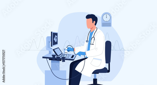 Doctor Performing Ultrasound Scan For Medical Diagnosis At The Clinic Modern Healthcare