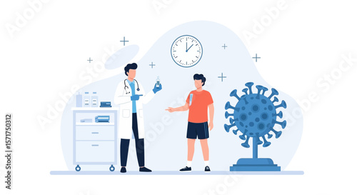 Doctor Preparing Covid Vaccine For Patient In Hospital Health Illustration