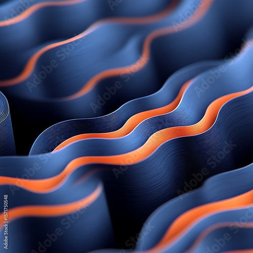 Abstract wavy blue and orange 3D texture
