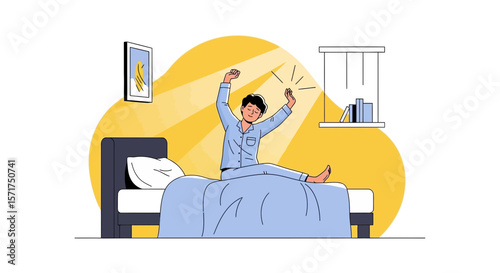 Awakening With Serenity Morning Stretch And Sunlight In Bedroom
