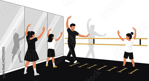 Ballet Training Session Where An Instructor Teaches Students Proper Form In Studio