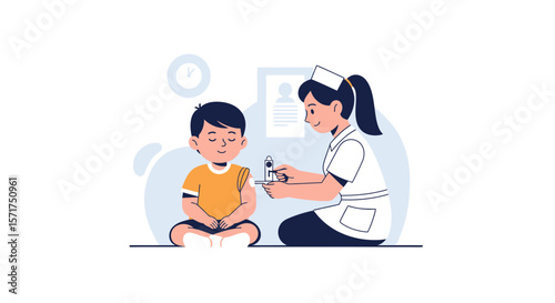 Little Patient Receiving Vaccination From Professional Nurse In Healthcare Setting