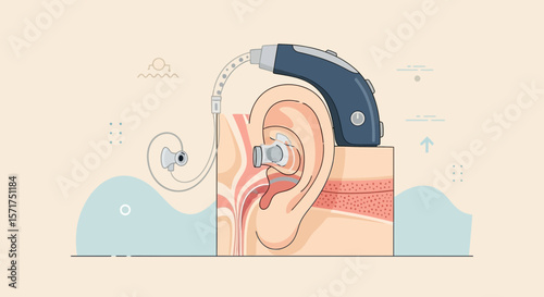 Behind The Ear Hearing Aid Device Illustration For Inner Ear Anatomy
