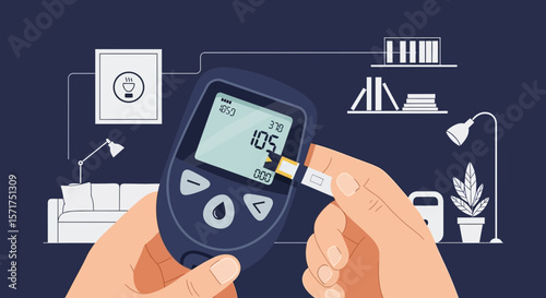 Maintaining Health At Home With A Modern Glucose Meter Device For Blood Sugar Monitoring