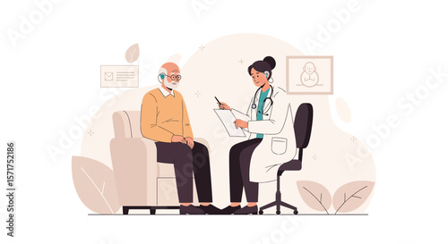 Elderly Patient Consulting With His Doctor In The Clinic For Health Check