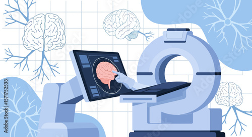 Brain Scan Technology Medical Illustration for Neurological Research Center