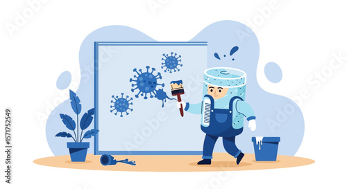 Brave Character Eradicating Microscopic Menace Via Creative Depiction And Energetic Application