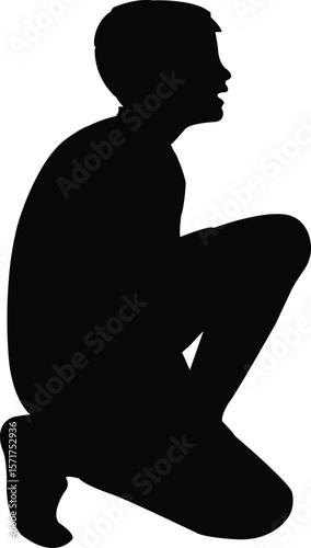 a boy sitting body silhouette vector