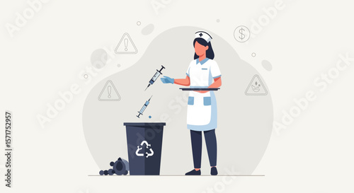 Responsible Disposal Of Medical Waste By Nurse And Healthcare Professional