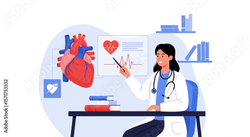 Cardiologist Explaining Heart Anatomy And Functioning In Clinic For Medical Education