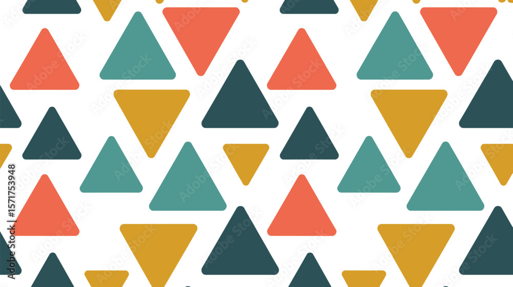 Seamless pattern of colorful triangles on a white background in retro style Seamless pattern of colorful triangles on a white background in retro style
