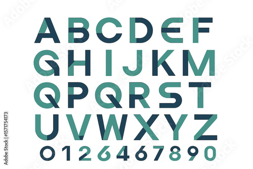 Modern urban alphabet font with a creative twist, featuring digital abstract Muslim, futuristic, fashion, sport, and minimal technology typography in a simple numeric vector illustration