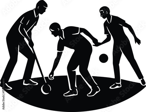 Lawn Bowling Action Silhouette,Classic Garden Game