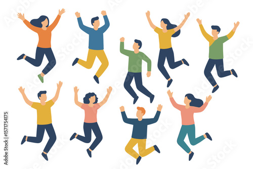 Background featuring individuals in the act of jumping