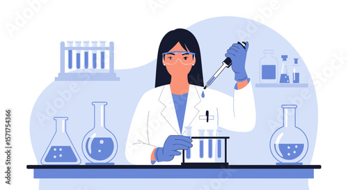 Scientific Discovery Female Chemist Doing Research in Lab Environment