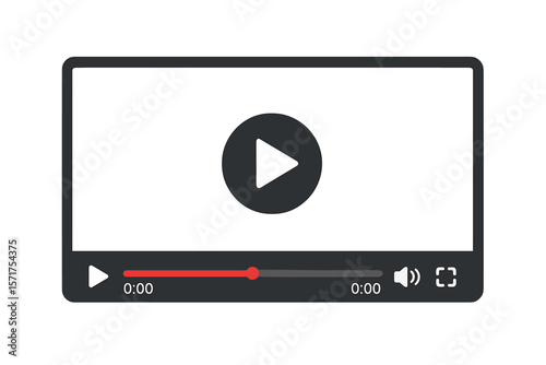 Modern social media video player interface template featuring a desktop web video player with navigation icons and online window for multimedia playback, suitable for web and mobile apps as a