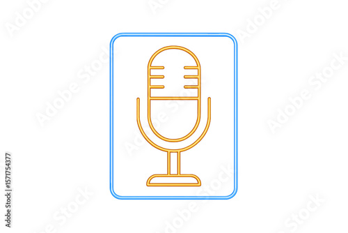 A realistic vector illustration of a neon microphone frame logo, ideal for decorative wall coverings, symbolizing nightclubs, live music venues, and karaoke bars