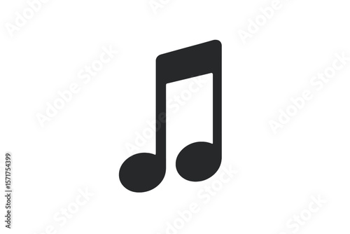 Icon of a flat quaver or eighth note for music-related radio apps and websites