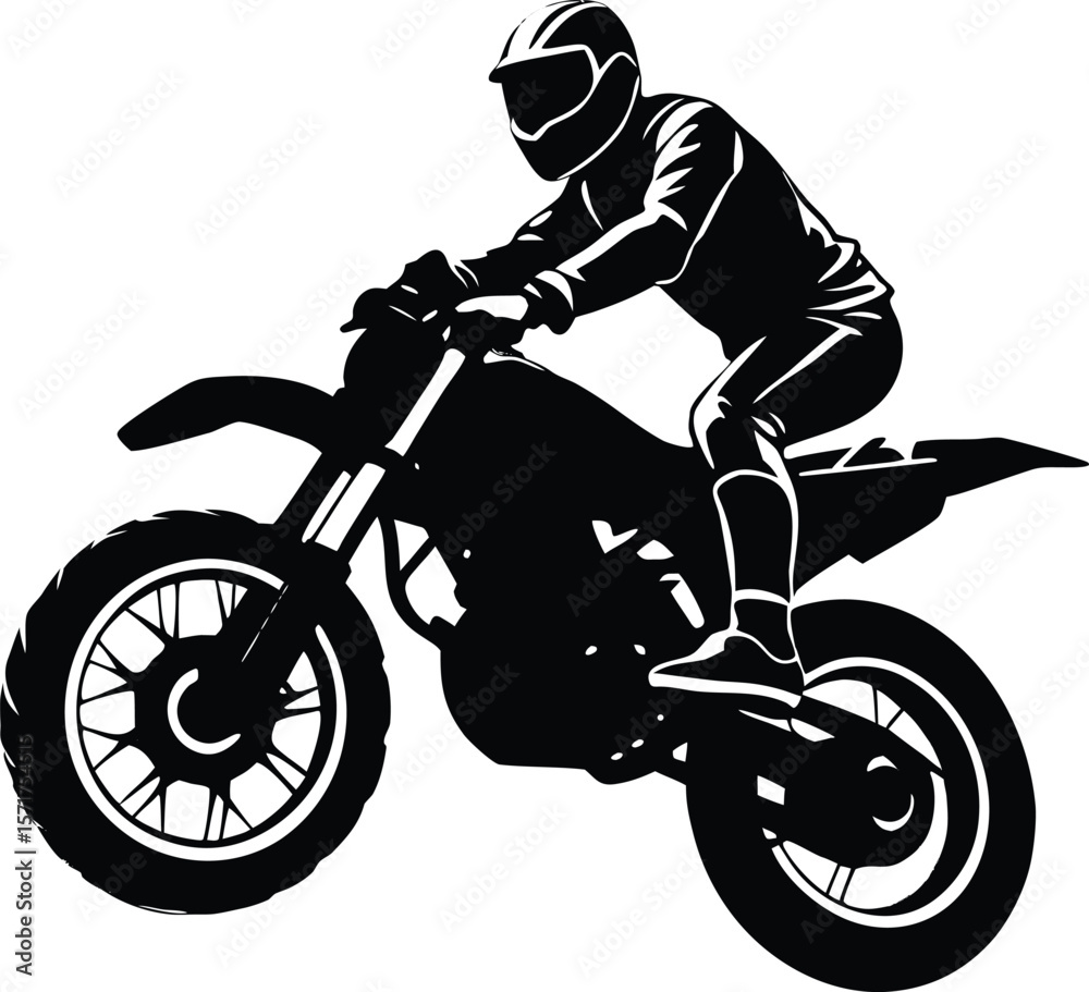 Naklejka premium Motorcycle Stunt Rider Silhouette,Biker Jump Show