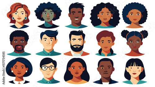 Diverse people portraits with varied hairstyles and skin tones diverse skin tones
