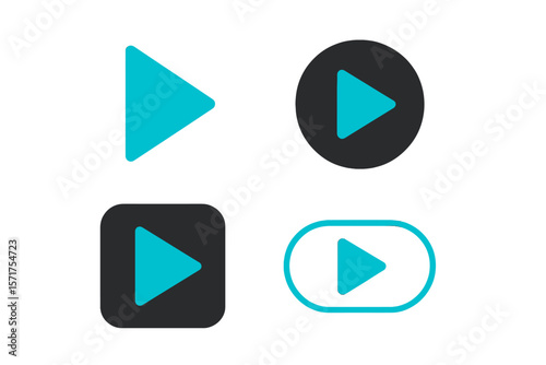 Vector illustration of a set of play buttons icons for video and audio players, including a play button