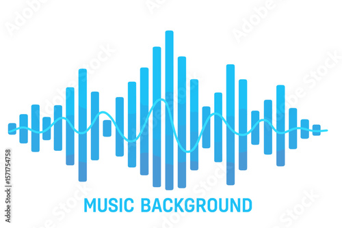 Music abstract background blue, an equalizer for music displaying sound waves with music waves, representing a music background equalizer vector concept