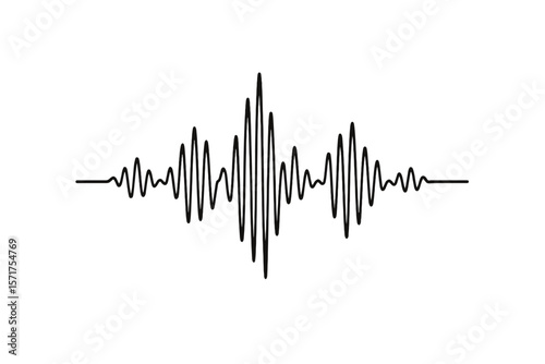 Vector illustration of a soundwave or audio wave line art isolated on a white background for use in music-related apps and websites