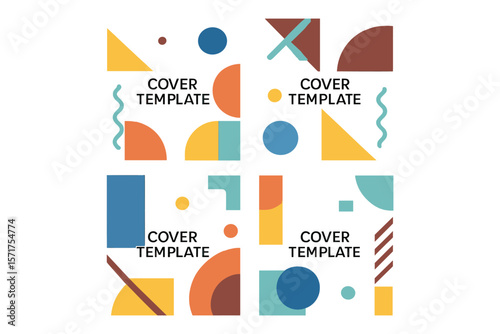 Vector geometric abstract background in a set of cover templates for designing flyers, presentations, brochures, banners, and posters