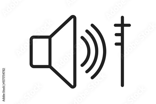 Icon for apps and websites representing audio speaker volume on line art