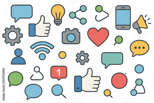 Pattern featuring social media and technology icons in a seamless design